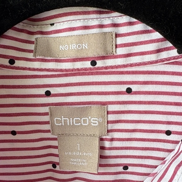 Chico's Women's Pink Striped Button Down Shirt - Picture 2 of 9